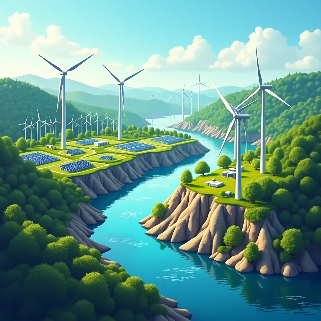 Paysage d'énergies renouvelables en France